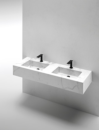 Integrated washbasin double