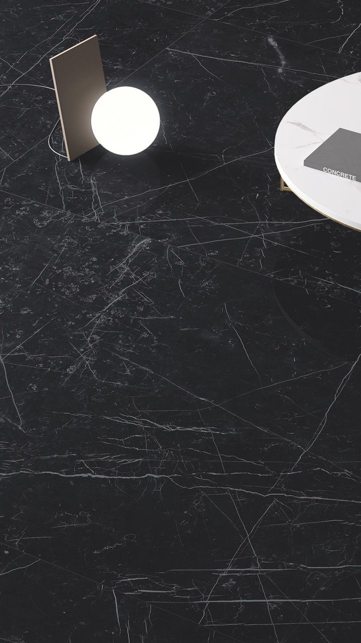 Dark Marquina Marmi maximum, black marble effect floor and