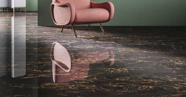 black porcelain tiles, Nero portoro Marble lab